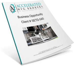Confidential business pitch book cover by Accelerated Manufacturing Brokers