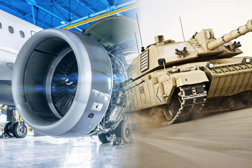 Industrial theme view. Repair and maintenance of aircraft engine on the wing of the aircraft